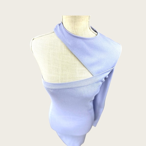 Gauge81 Purple‎ Asymmetrical Ribbed Bodycon Dress - Picture 4 of 15